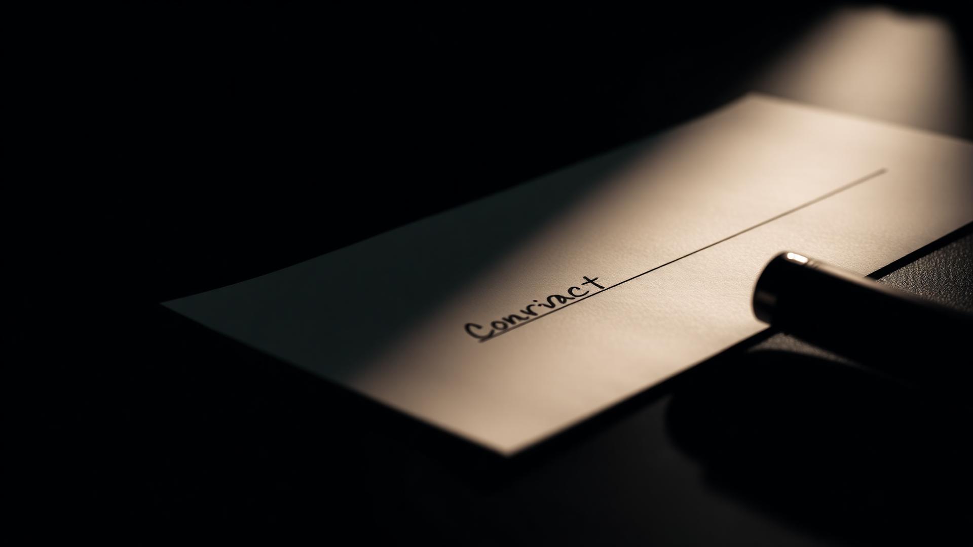 Contract signature line with fountain pen